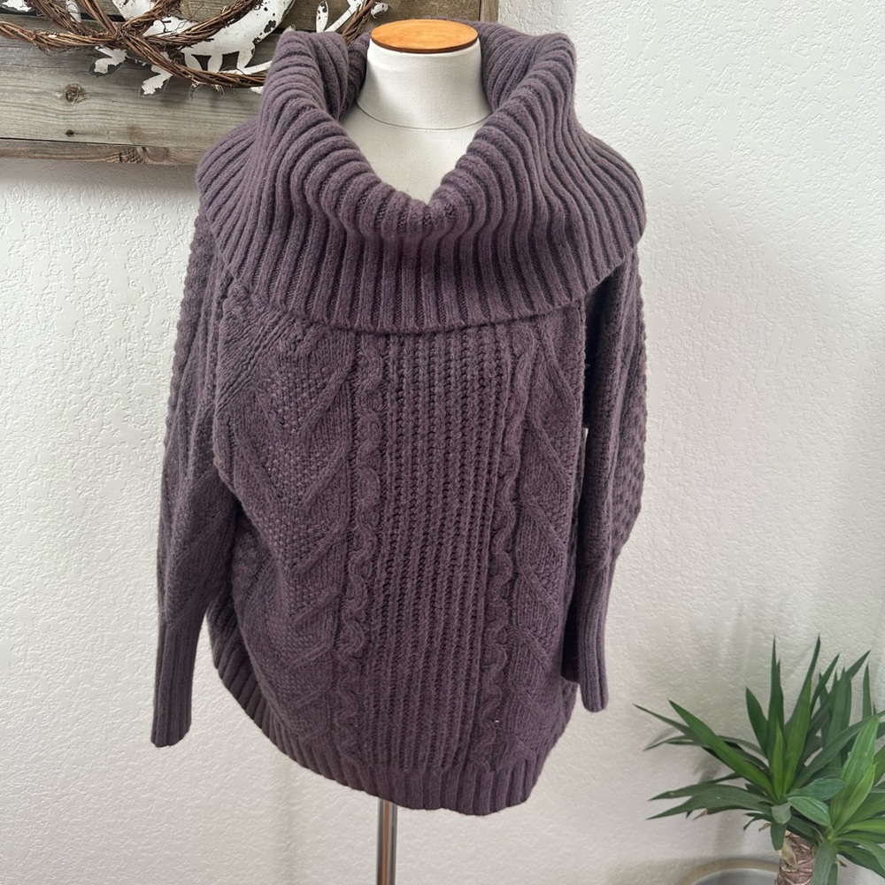 Express purple‎ oversized turtleneck knit sweater wool blend ladies Large